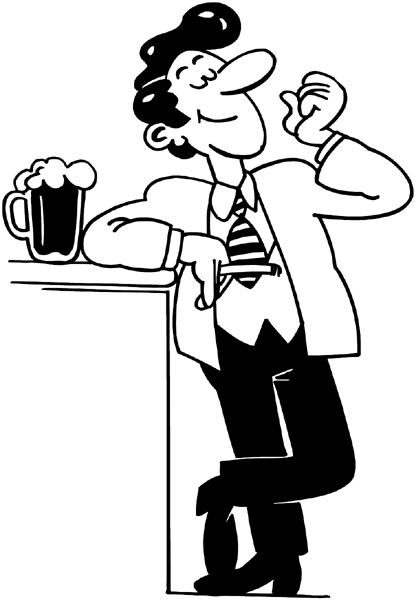 Man at bar with beer and cigarette vinyl sticker. Customize on line. Restaurants Bars Hotels 079-0478